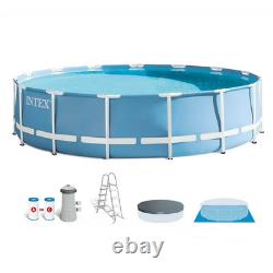 Intex 15ft x 48in Prism Frame Above Ground Swimming Pool Set WithLADDER & COVER