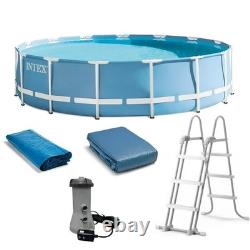 Intex 15ft x 48in Prism Frame Above Ground Swimming Pool Set WithLADDER & COVER