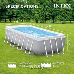 Intex 16' x 8' x 42 Prism Frame Rectangular Above Ground Swimming Pool Set