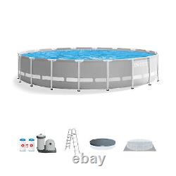 Intex 18ft x 48in Prism Round Frame Above Ground Swimming Pool Set with Pump