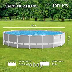 Intex 18ft x 48in Prism Round Frame Above Ground Swimming Pool Set with Pump