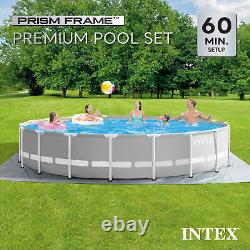 Intex 18ft x 48in Prism Round Frame Above Ground Swimming Pool Set with Pump