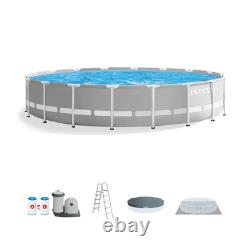Intex 18ft x 48in Prism Round Frame Above Ground Swimming Pool Set with Pump