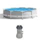 Intex Above Ground Swimming Pool Withcartridge Filter Pump System Steel Frame Gray