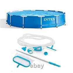 Intex Metal Frame Pools 30Hx12'W Round Swimming Pool n' Pool Maintenance Kit