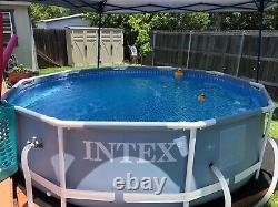 Intex Round Metal Frame Above Ground Swimming Pool Set, 10ft x 30in with Filter