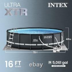 Intex Ultra XTR 16ft x 48in Outdoor Frame Above Ground Swimming Pool Set with Pump