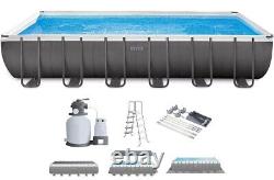 Intex Ultra XTR Frame 24FT X 12FT X 52IN Above Ground Swimming Pool Set and Sun