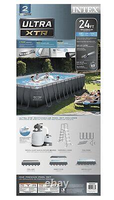 Intex Ultra XTR Frame 24FT X 12FT X 52IN Above Ground Swimming Pool Set and Sun