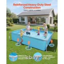 KFFKFF Rectangular Steel Frame Swimming Pool, 118 x 78 x 30 in