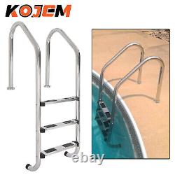 KOJEM Non-Slip 3-Step Stainless Steel Swimming Pool Ladder For In-Ground Pools