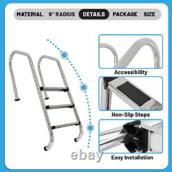 KOJEM Non-Slip 3-Step Stainless Steel Swimming Pool Ladder For In-Ground Pools