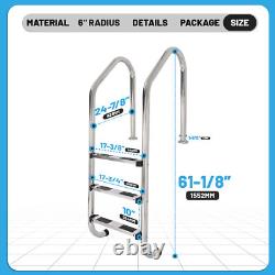 KOJEM Non-Slip 3-Step Stainless Steel Swimming Pool Ladder For In-Ground Pools