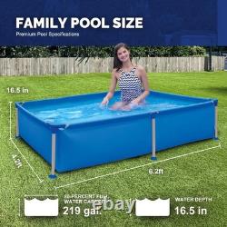 Large Family Swimming Pool, Above Ground Steel Frame, Blue