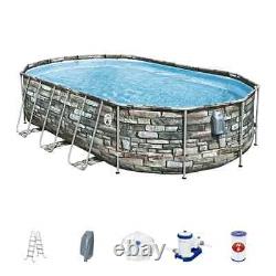 NEW 20' x 12' x 48 Power Steel Comfort Jet Oval Above Ground Swimming Pool Set