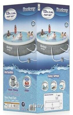 NEW SHIPS NOW Bestway 57323E Fast Ground Pool Set (13' x 33), Blue Rattan