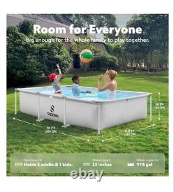 Outdoor Pool Rectangular Frame Above Ground Swimming Pool 10ft. X 6.8ft. X 26in