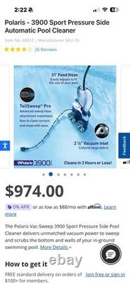 Polaris Vac-Sweep P3900 Sport Pressure Pool Cleaner for In-Ground Pools