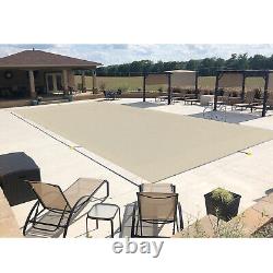 Pool Cover Rectangular Inground Swimming Pool Winter Cover Pool Safety-Beige