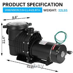 Pool Pump 2HP Swimming Pool Pump In/Above Ground with Motor Strainer Filter Basket