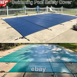 Pool Safety Cover Rectangle Inground for Winter Swimming Pool Mesh Solid Blue