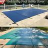 Pool Safety Cover Rectangle Inground For Winter Swimming Pool Mesh Solid Blue Pe