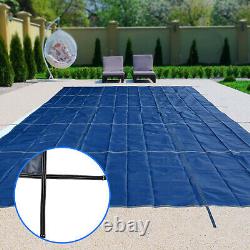 Pool Safety Cover Rectangle Inground for Winter Swimming Pool Mesh Solid Blue PE