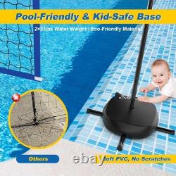 Pool Volleyball Net Set LED Lights Adjustable 15-32FT for Inground Pools