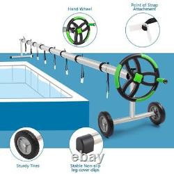 Portable 21 Feet Inground Swimming Pool Solar Cover Reel Set Aluminum (Upgrade)