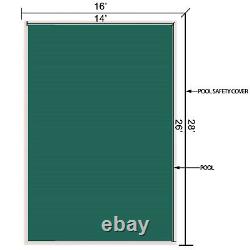 Rectangle Green Mesh In-Ground Swimming Pool Safety Cover 15 Year- 16'x28