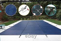 Rectangle In-Ground Swimming Pool Safety Cover 2-Ply Polypropylene Mesh, Blue