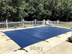 Rectangle In-Ground Swimming Pool Safety Cover 2-Ply Polypropylene Mesh, Blue