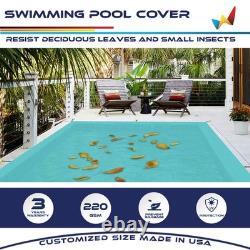 Rectangle Swimming Pool Cover Inground Pool Winter Heavy Duty Safety Tarp Cyan