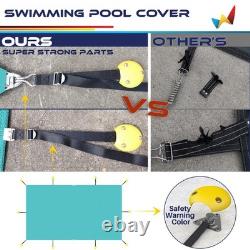 Rectangle Swimming Pool Cover Inground Pool Winter Heavy Duty Safety Tarp Cyan