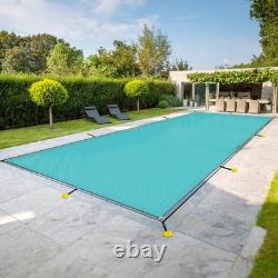 Rectangle Swimming Pool Cover Inground Pool Winter Heavy Duty Safety Tarp Cyan