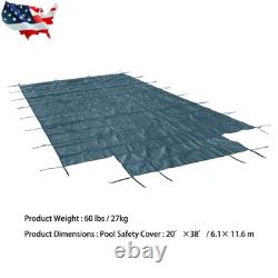 Rectangular 20×38FT In-Ground Swimming Winter Pool Cover With 4×8FT Right Step