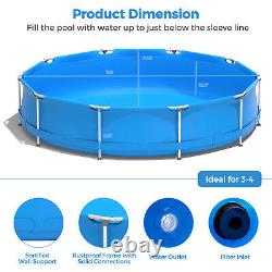 Round Above Ground Swimming Pool Patio Frame Pool With Pool Cover Iron Frame