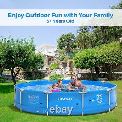 Round Above Ground Swimming Pool Patio Frame Pool With Pool Cover Iron Frame