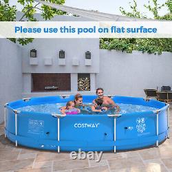 Round Above Ground Swimming Pool Patio Frame Pool With Pool Cover Iron Frame