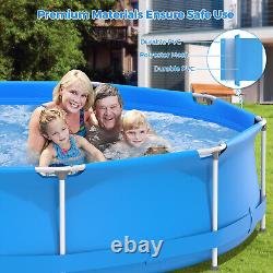 Round Above Ground Swimming Pool Patio Frame Pool With Pool Cover Iron Frame