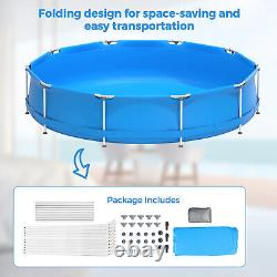 Round Above Ground Swimming Pool Patio Frame Pool With Pool Cover Iron Frame