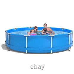 Round Above Ground Swimming Pool Patio Frame Pool With Pool Cover Iron Frame