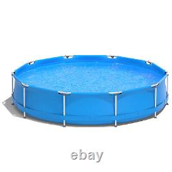 Round Above Ground Swimming Pool Patio Frame Pool With Pool Cover Iron Frame