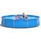Round Above Ground Swimming Pool Patio Frame Pool With Pool Cover Iron Frame Blue
