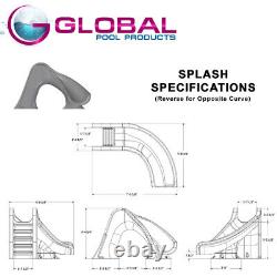 SPLASH Inground Swimming Pools Water Slide Deck Mounted Right Curve Turn Grey