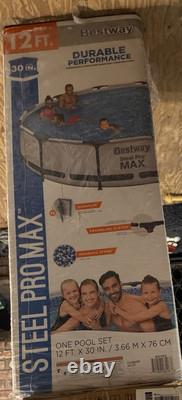 STEEL PRO MAX 12' x 30 Above Ground Swimming Pool Set, Gray New