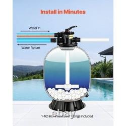 Sand Filter, 24-Inch, 65 GPM Above Inground Swimming Pool Sand Filter System, wi