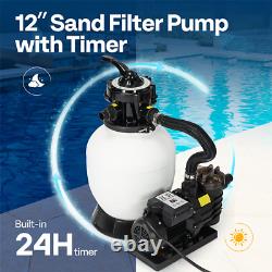 Sand Filter Above Inground Swimming Pool Sand Filter Pump 6/7-Way Valve & Timer