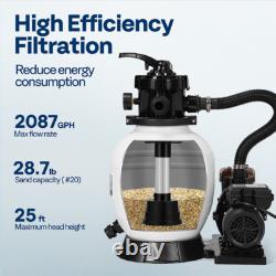 Sand Filter Above Inground Swimming Pool Sand Filter Pump 6/7-Way Valve & Timer