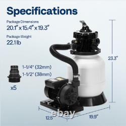 Sand Filter Above Inground Swimming Pool Sand Filter Pump 6/7-Way Valve & Timer